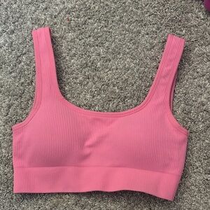Pink Ribbed Crop Top
